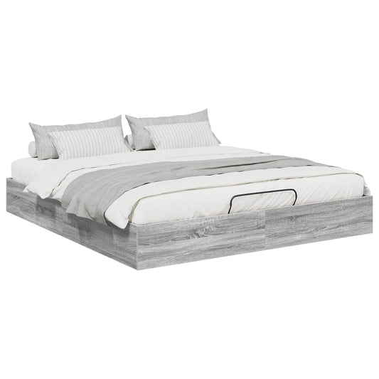 vidaXL Ottoman Bed Frame Grey Sonoma 203 x 160 x 25 cm Engineered Wood