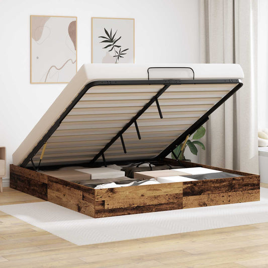 vidaXL Ottoman Bed Frame Old Wood 160 x 200 cm Engineered Wood