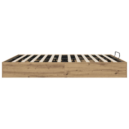 vidaXL Ottoman Bed Frame with Storage Artisian Oak 203 x 160 x 25 cm