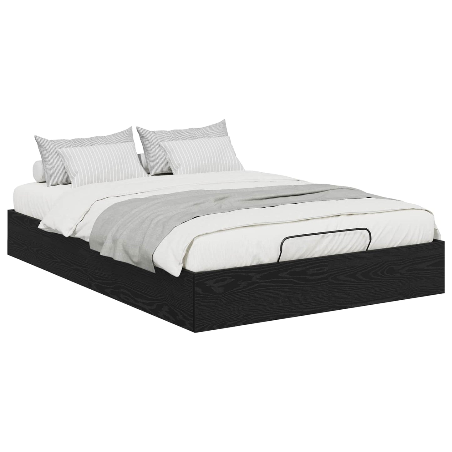 vidaXL Ottoman Bed Frame Black Oak 203 x 140 x 25 cm Engineered Wood