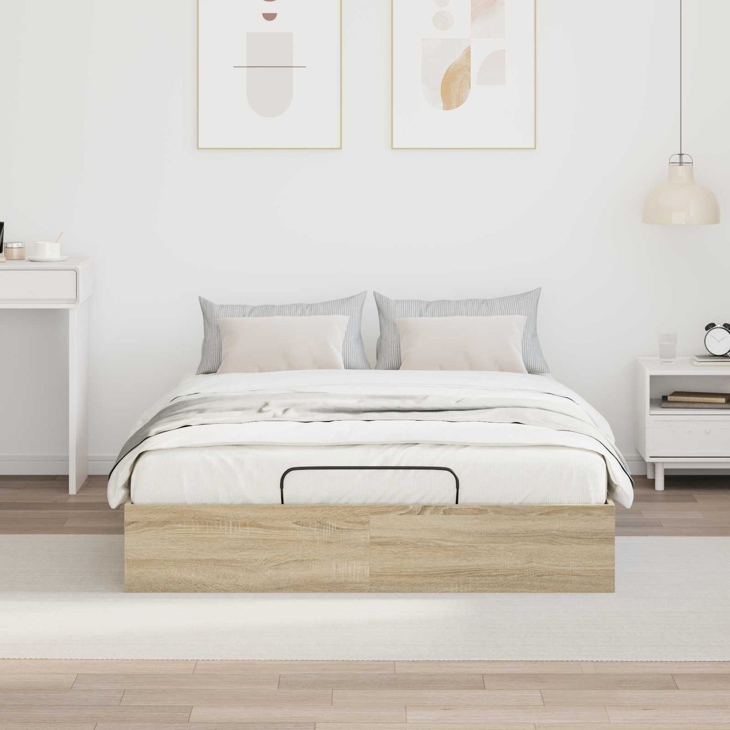vidaXL Ottoman Bed Frame Sonoma Oak 203 x 140 x 25 cm Engineered Wood