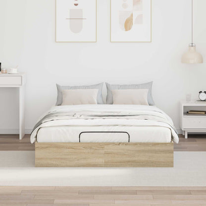 vidaXL Ottoman Bed Frame Sonoma Oak 203 x 120 x 25 cm Engineered Wood