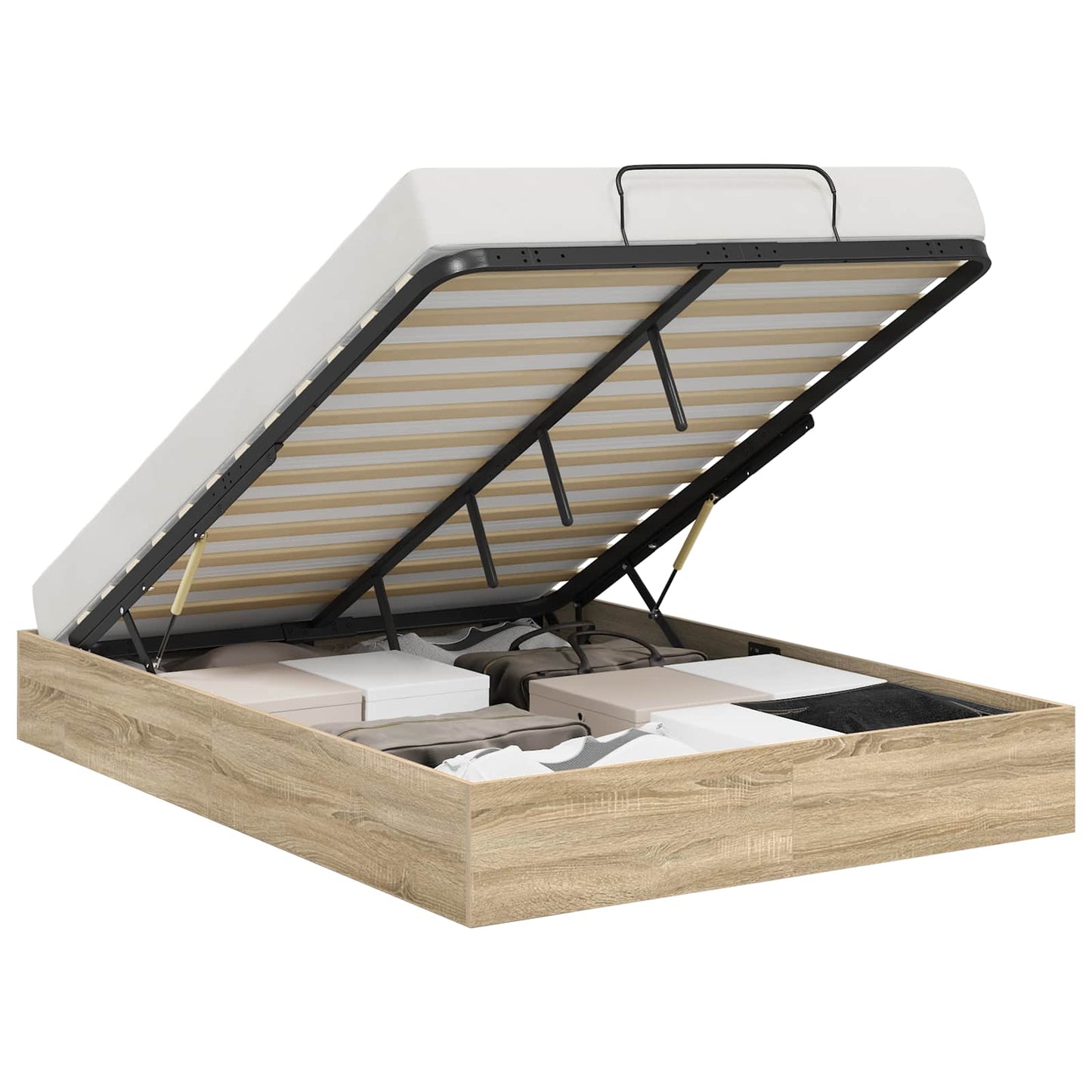 vidaXL Ottoman Bed Frame Sonoma Oak 203 x 120 x 25 cm Engineered Wood