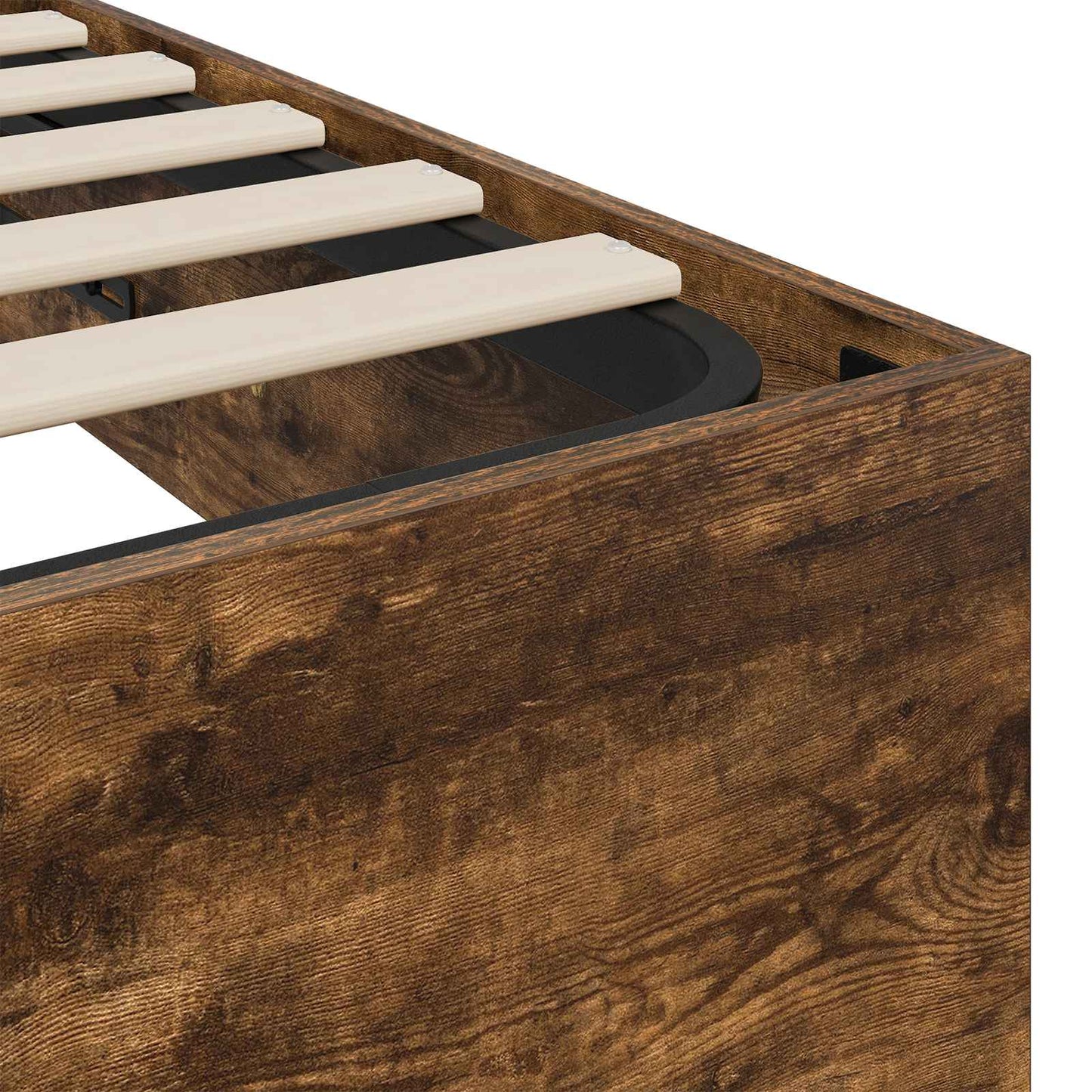 vidaXL Ottoman Bed Frame Smoked Oak 203 x 120 x 25 cm Engineered Wood