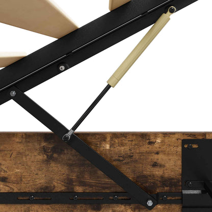 vidaXL Ottoman Bed Frame Smoked Oak 203 x 120 x 25 cm Engineered Wood