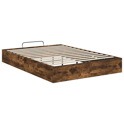 vidaXL Ottoman Bed Frame Smoked Oak 203 x 120 x 25 cm Engineered Wood