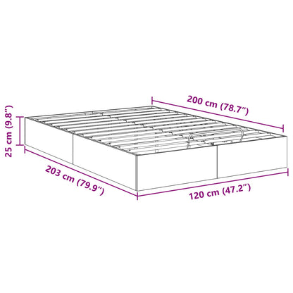 vidaXL Ottoman Bed Frame Smoked Oak 203 x 120 x 25 cm Engineered Wood
