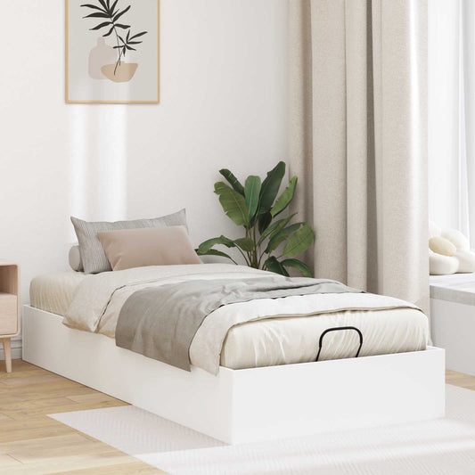 vidaXL Ottoman Bed Frame White 203 x 90 x 25 cm Engineered Wood