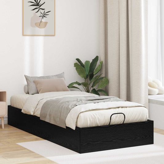 vidaXL Ottoman Bed Frame Black Oak 203 x 90 x 25 cm Engineered Wood