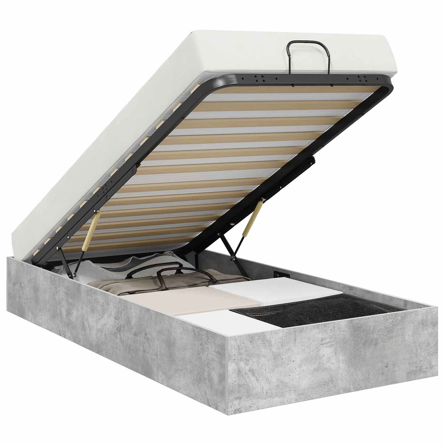 vidaXL Ottoman Bed Frame Concrete Grey 90 x 200 cm Engineered Wood