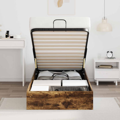 vidaXL Ottoman Bed Frame Smoked Oak 203 x 90 x 25 cm Engineered Wood