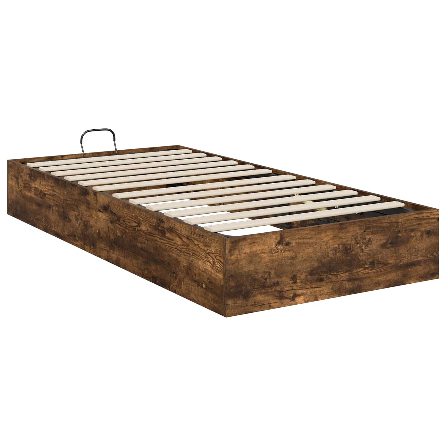 vidaXL Ottoman Bed Frame Smoked Oak 203 x 90 x 25 cm Engineered Wood