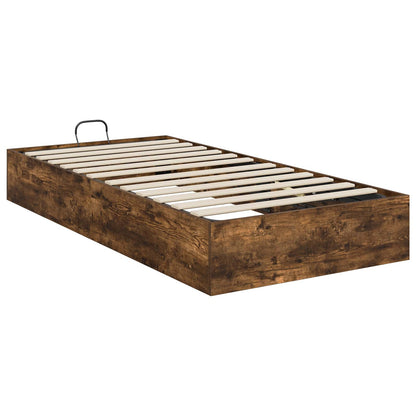 vidaXL Ottoman Bed Frame Smoked Oak 203 x 90 x 25 cm Engineered Wood