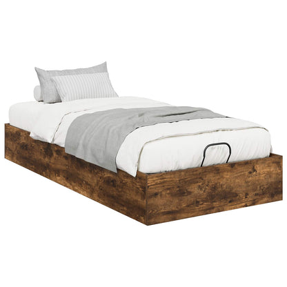 vidaXL Ottoman Bed Frame Smoked Oak 203 x 90 x 25 cm Engineered Wood