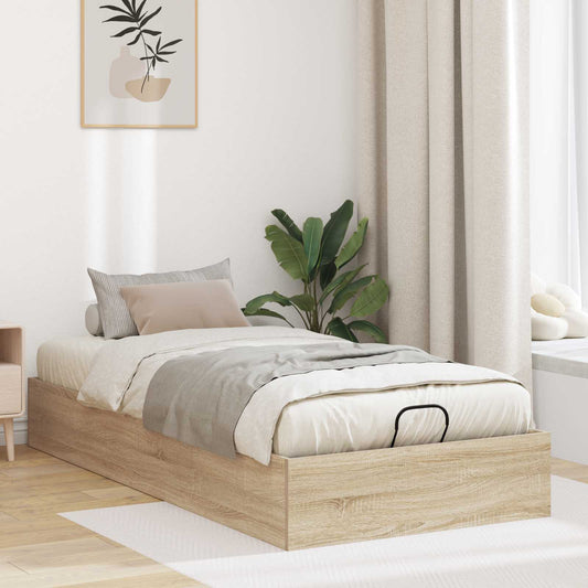 vidaXL Ottoman Bed Frame Sonoma Oak 203 x 80.5 x 25 cm Engineered Wood