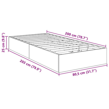 vidaXL Ottoman Bed Frame Smoked Oak 80.5 x 200 cm Engineered Wood