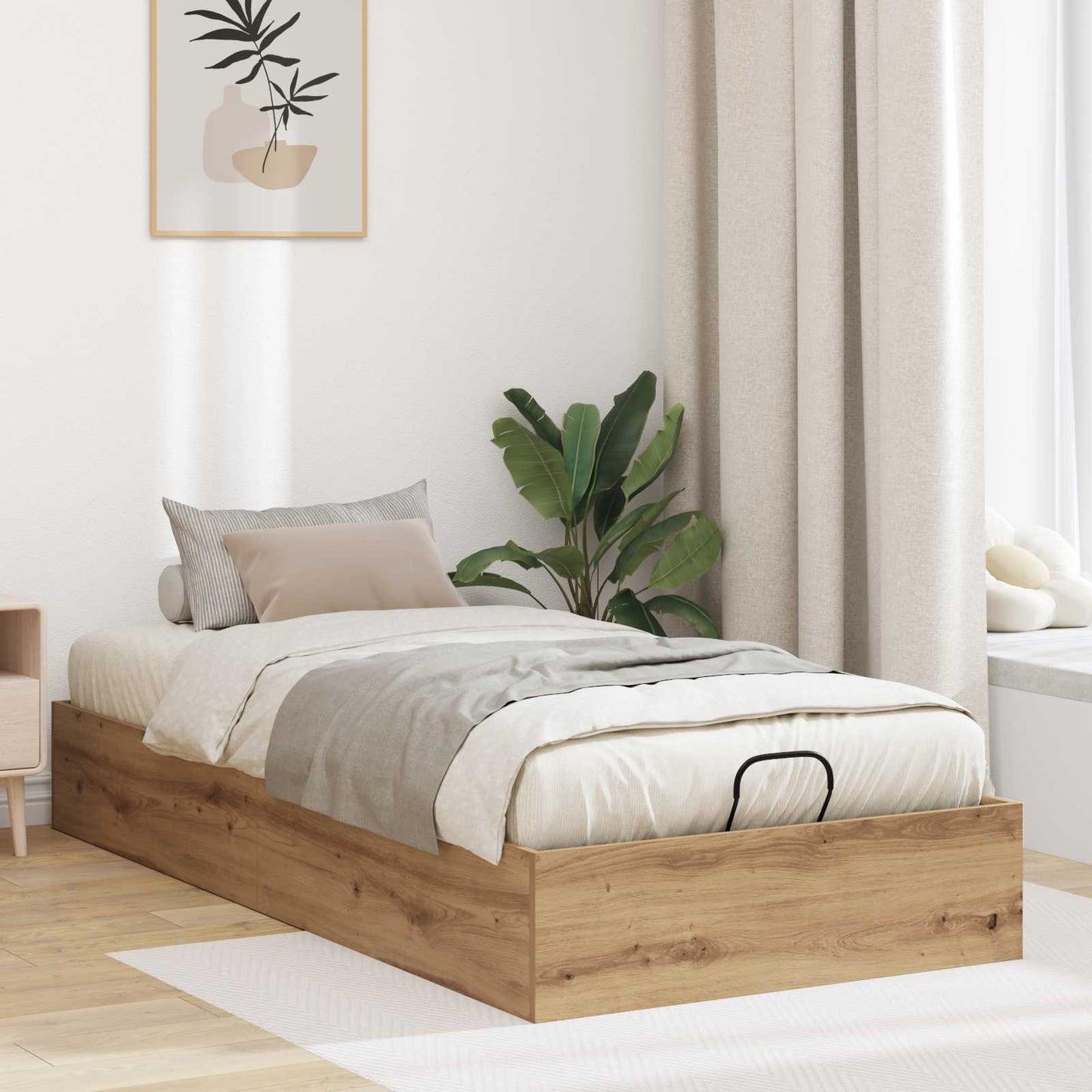vidaXL Ottoman Bed Frame Artisan Oak 80.5 x 200 cm Engineered Wood