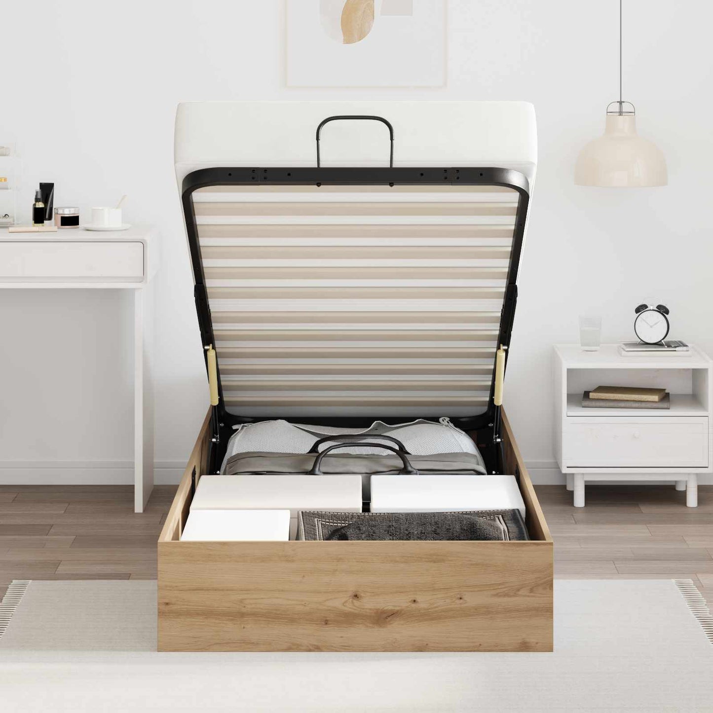 vidaXL Ottoman Bed Frame Artisan Oak 80.5 x 200 cm Engineered Wood