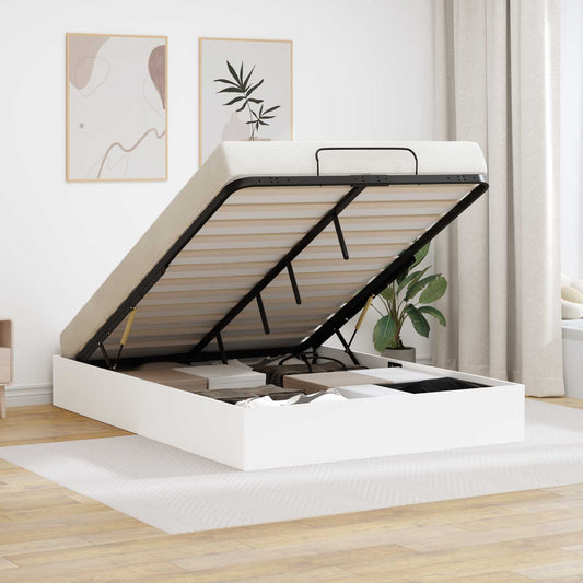 vidaXL Ottoman Bed Frame White 193 x 140 x 25 cm Engineered Wood