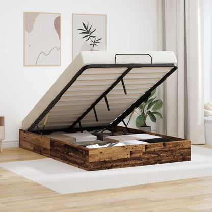 vidaXL Ottoman Bed Frame Old Wood 193 x 140 x 25 cm Engineered Wood