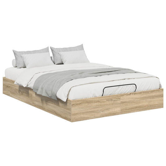 vidaXL Ottoman Bed Frame Sonoma Oak 193 x 135 x 25 cm Engineered Wood
