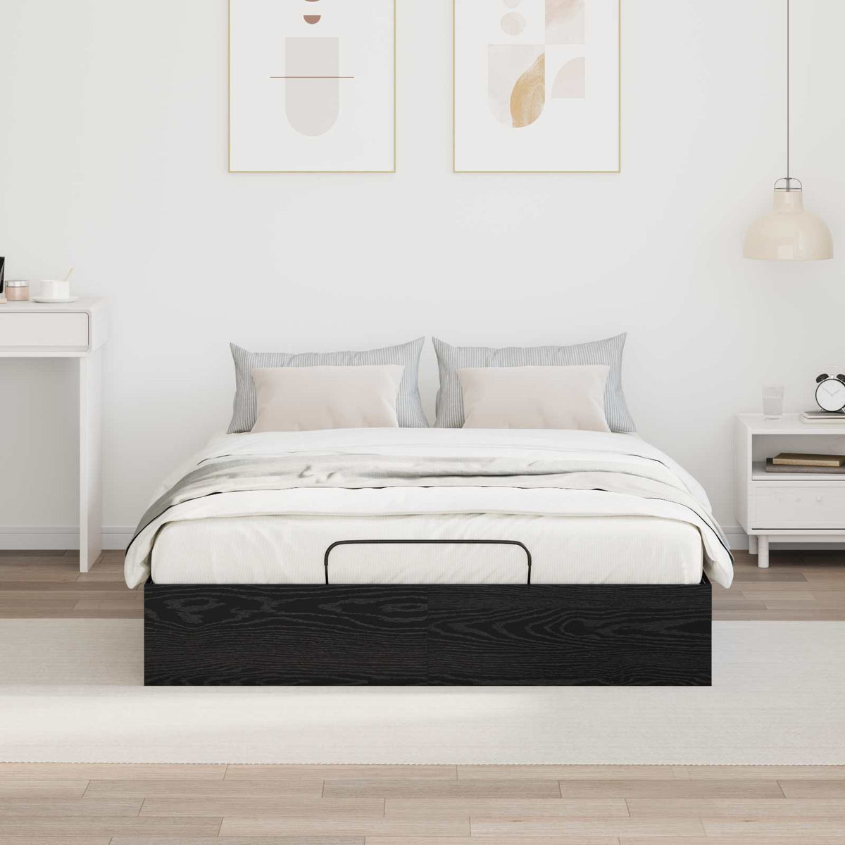 vidaXL Ottoman Bed Frame Black Oak 120 x 200 cm Engineered Wood