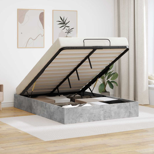 vidaXL Ottoman Bed Frame Concrete Grey 120 x 190 cm Engineered Wood