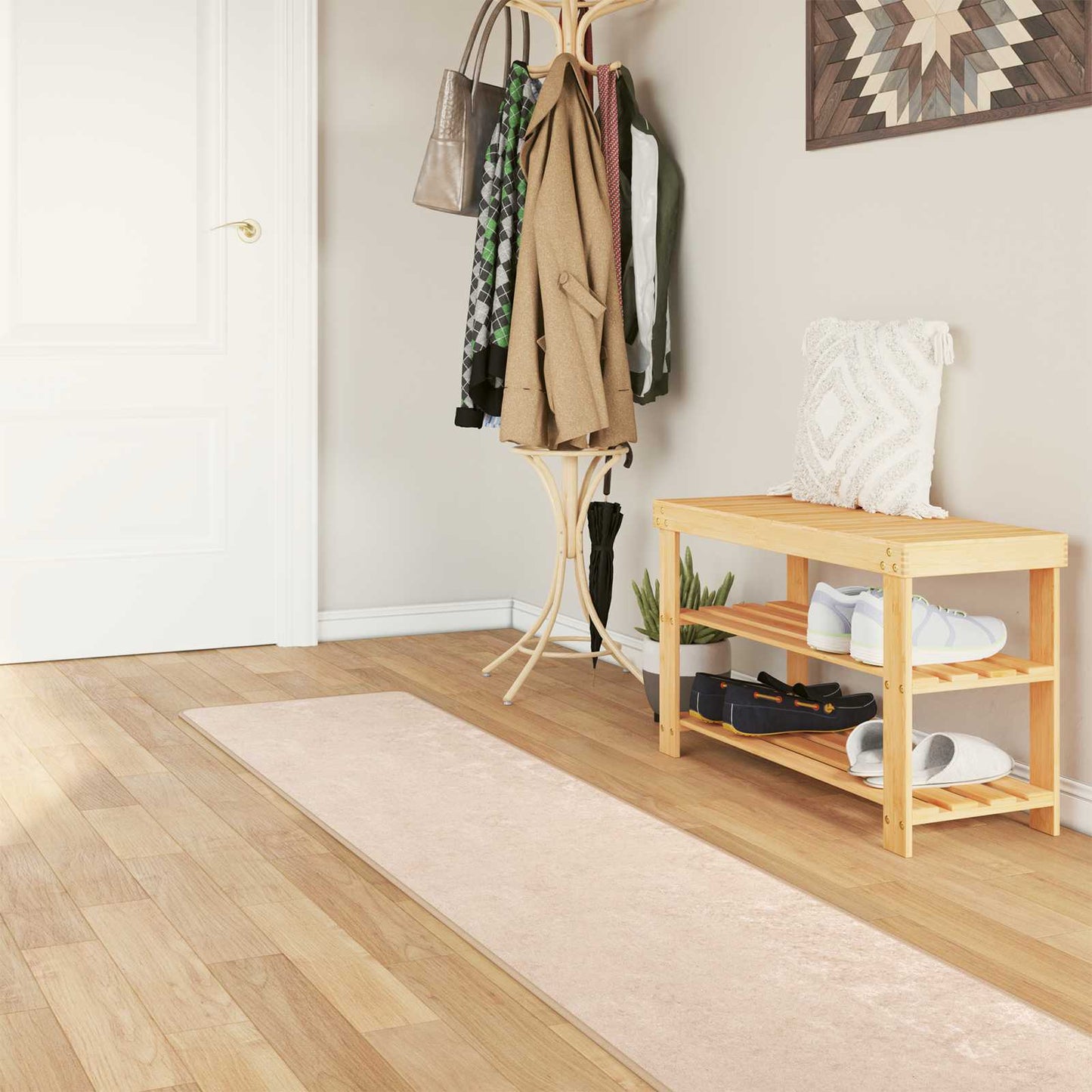 vidaXL Rug Runner MARSA Cream 50 x 250 cm Polyester and PVC