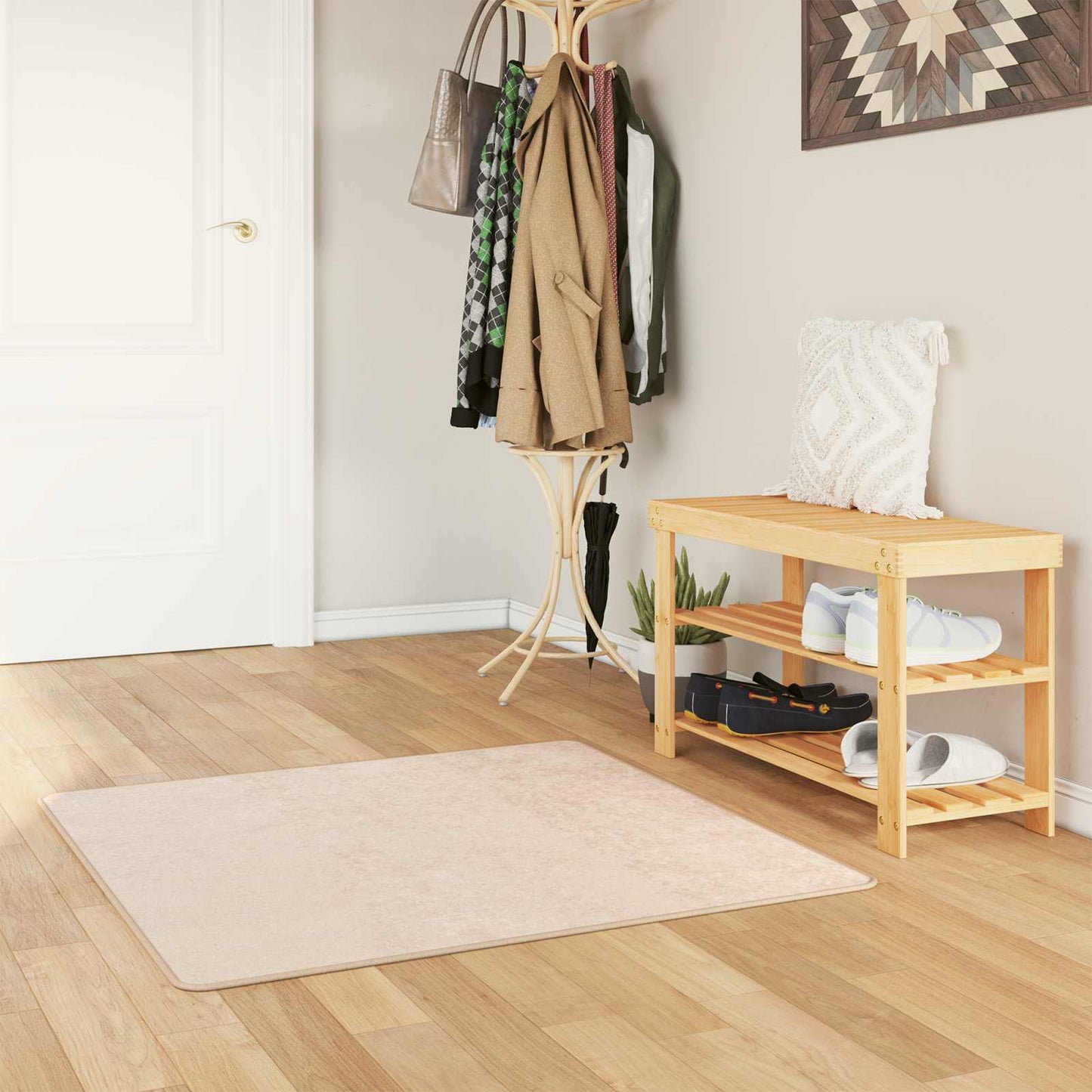 vidaXL Rug Runner MARSA Cream 100 x 100 cm Polyester and PVC