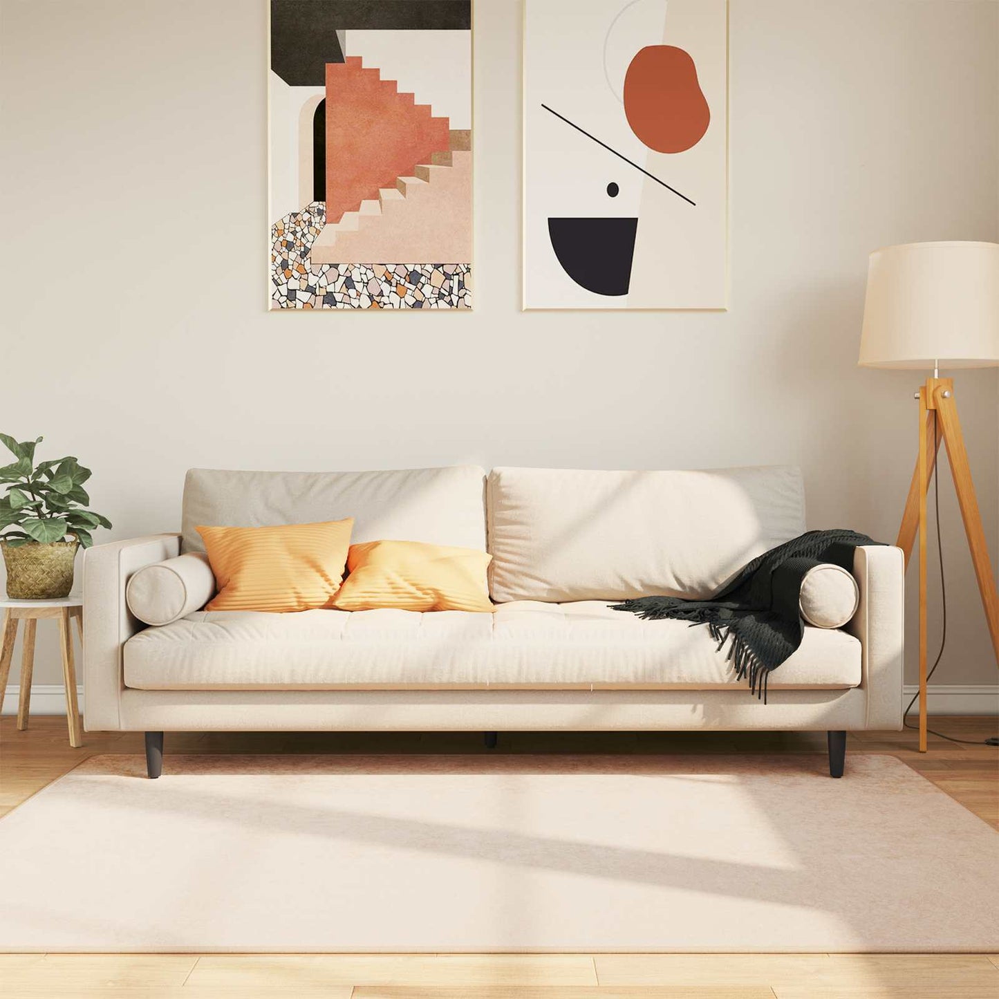 vidaXL Rug Runner MARSA Cream 120 x 170 cm Polyester and PVC