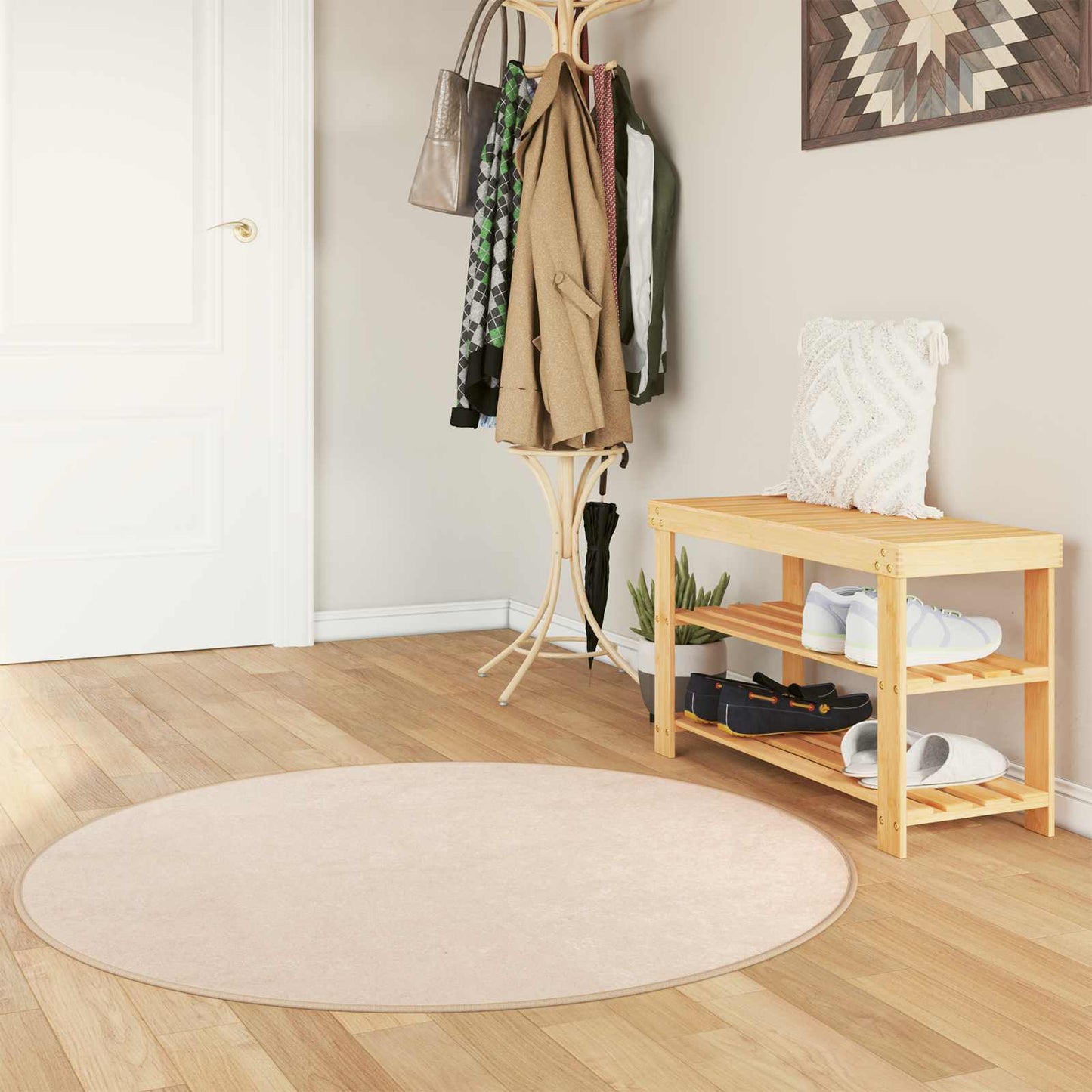 vidaXL Rug Runner MARSA Cream 120 x 120 cm Polyester and PVC