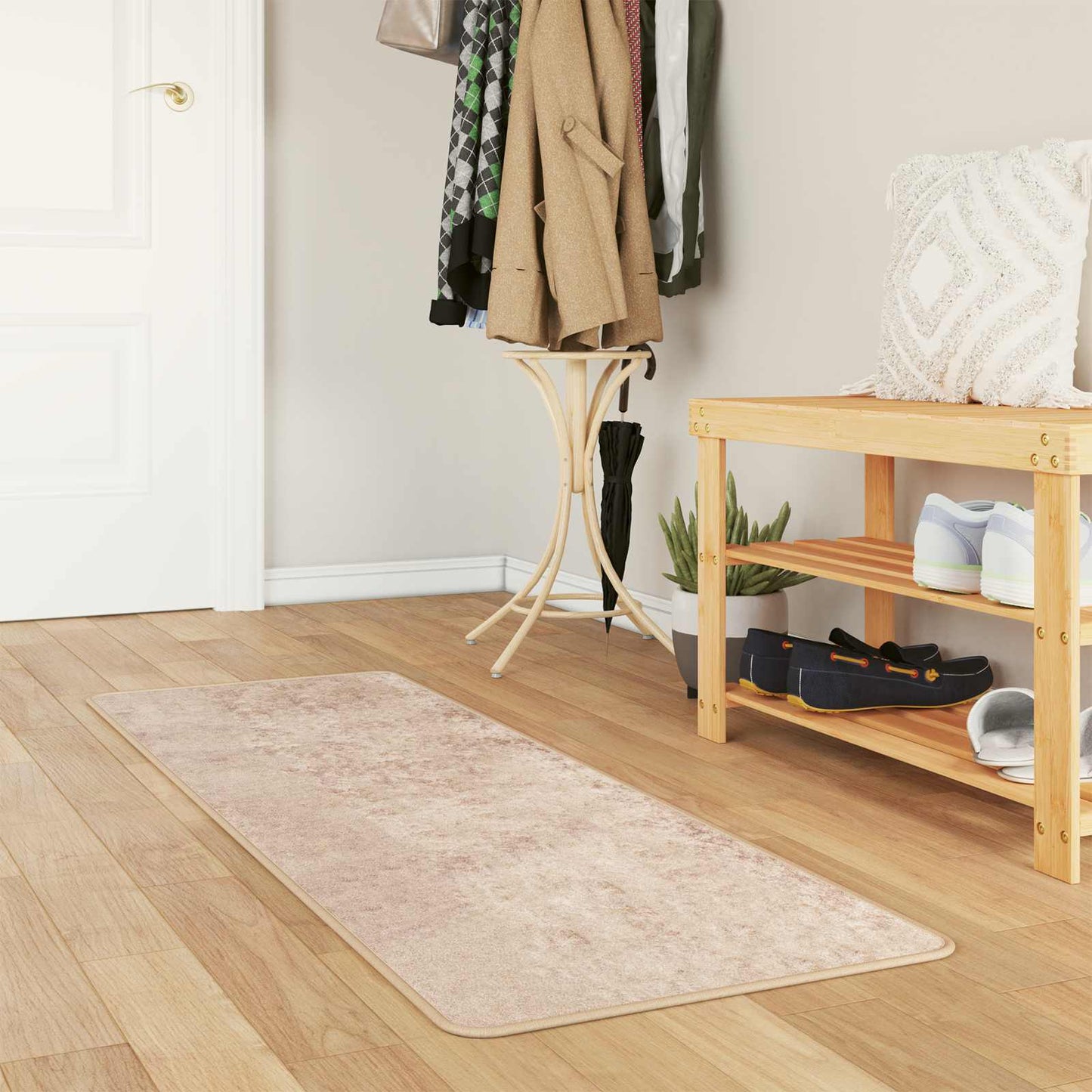 vidaXL Rug Runner MARSA Beige 50 x 100 cm Polyester and PVC