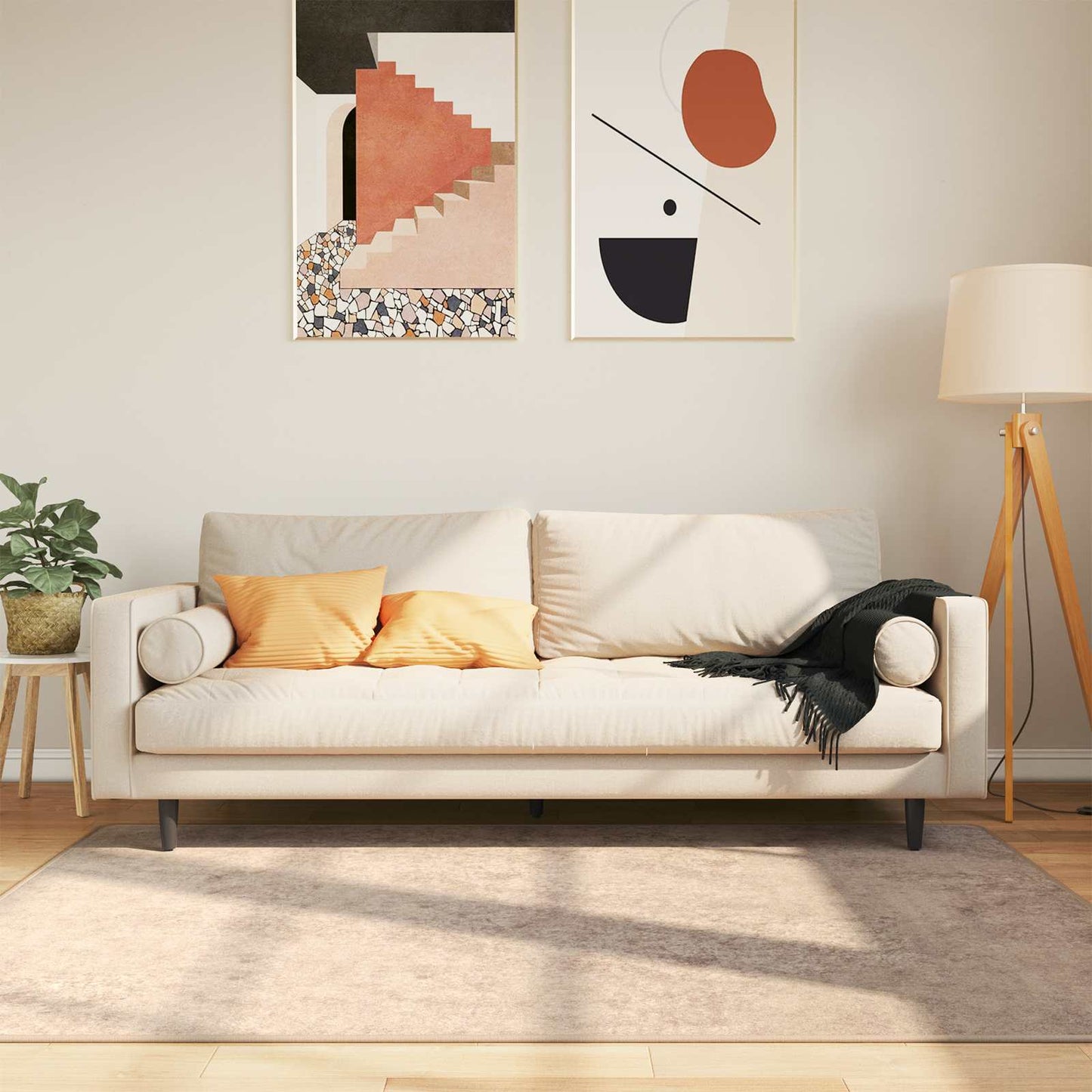 vidaXL Rug Runner MARSA Beige 120 x 170 cm Polyester and PVC