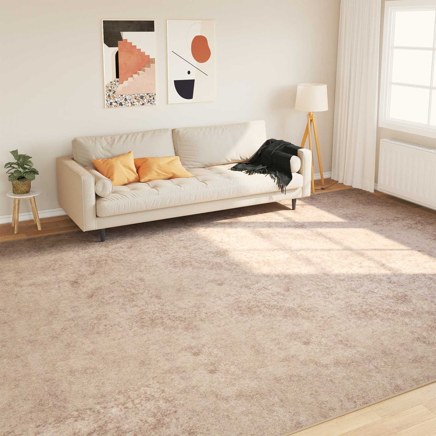 vidaXL Rug Runner MARSA Beige 300 x 400 cm Polyester and PVC