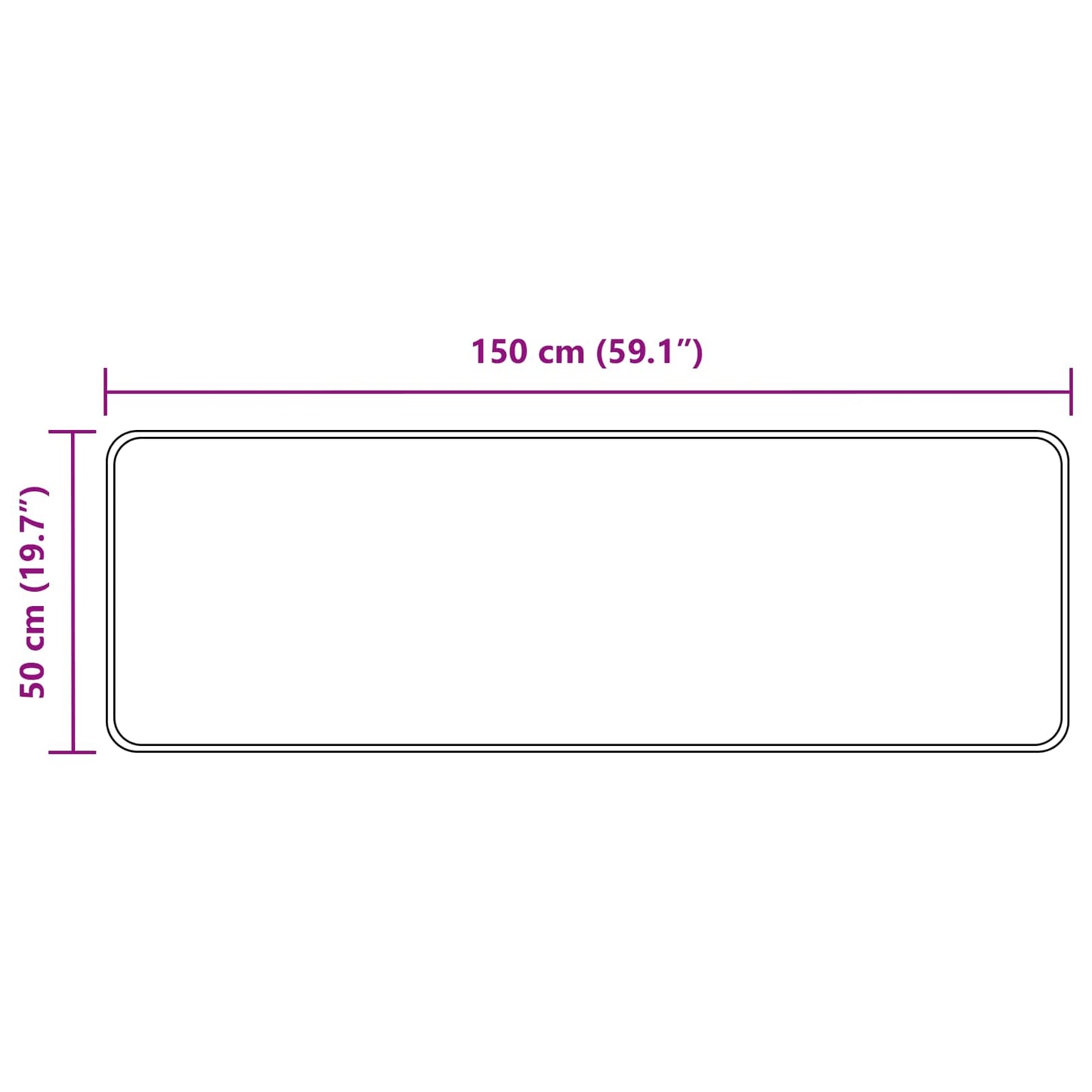 vidaXL Rug Runner MARSA Grey 50 x 150 cm Polyester and PVC