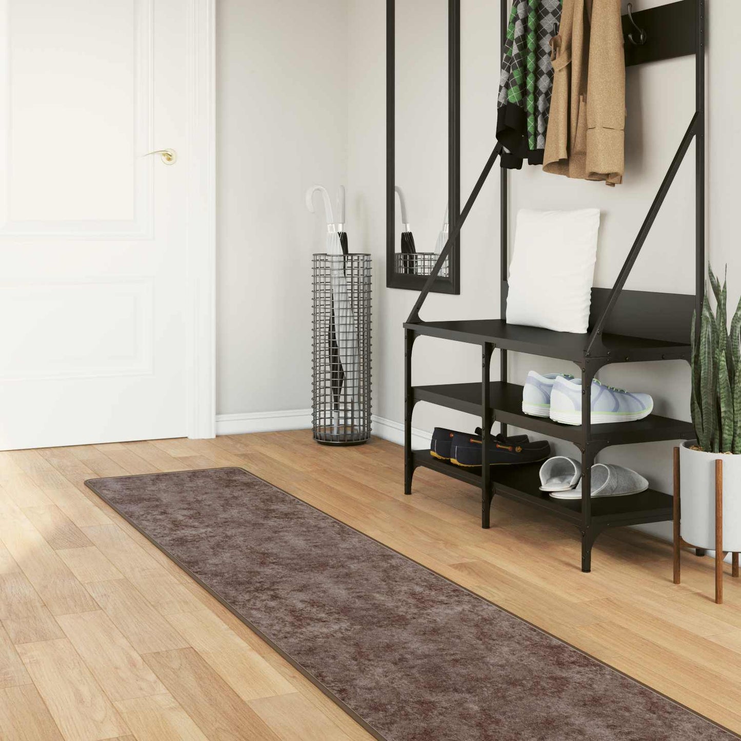 vidaXL Rug Runner MARSA Grey 50 x 450 cm Polyester and PVC