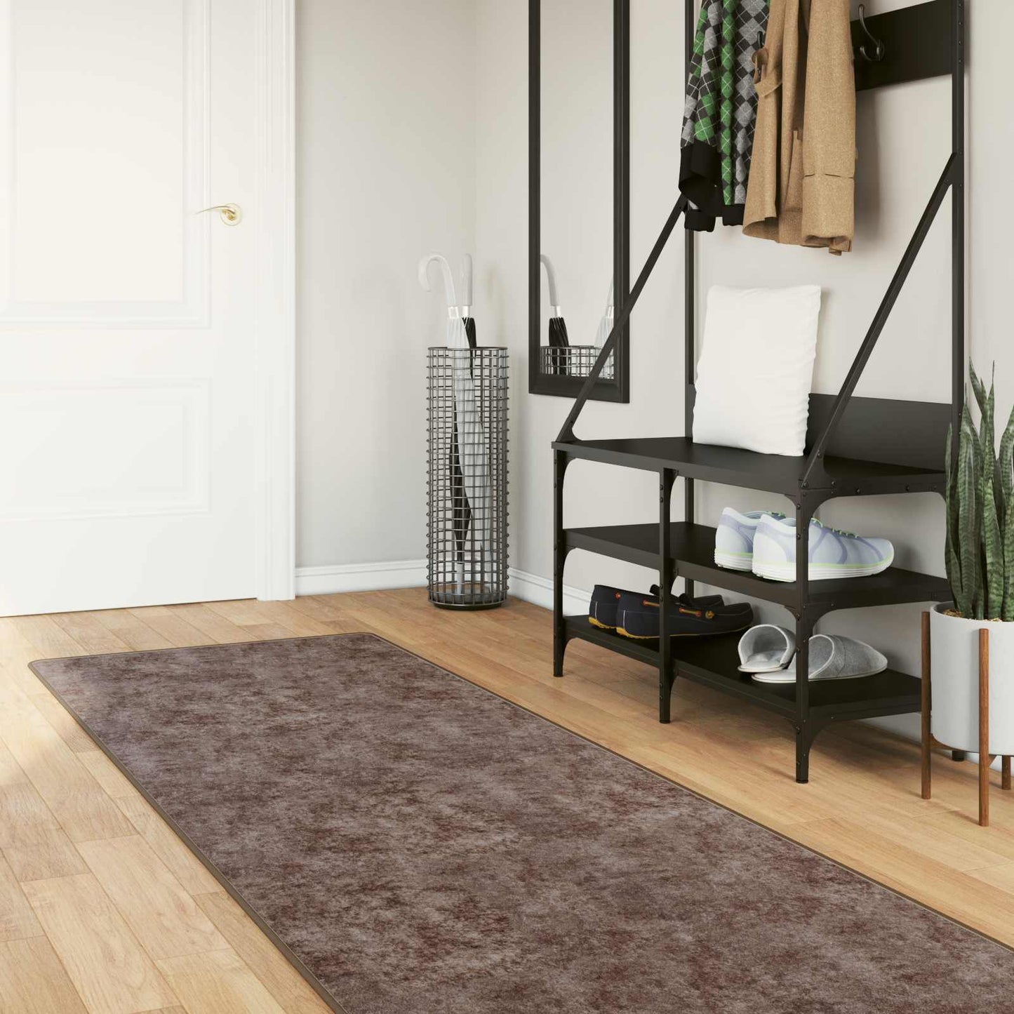 vidaXL Rug Runner MARSA Grey 100 x 350 cm Polyester and PVC
