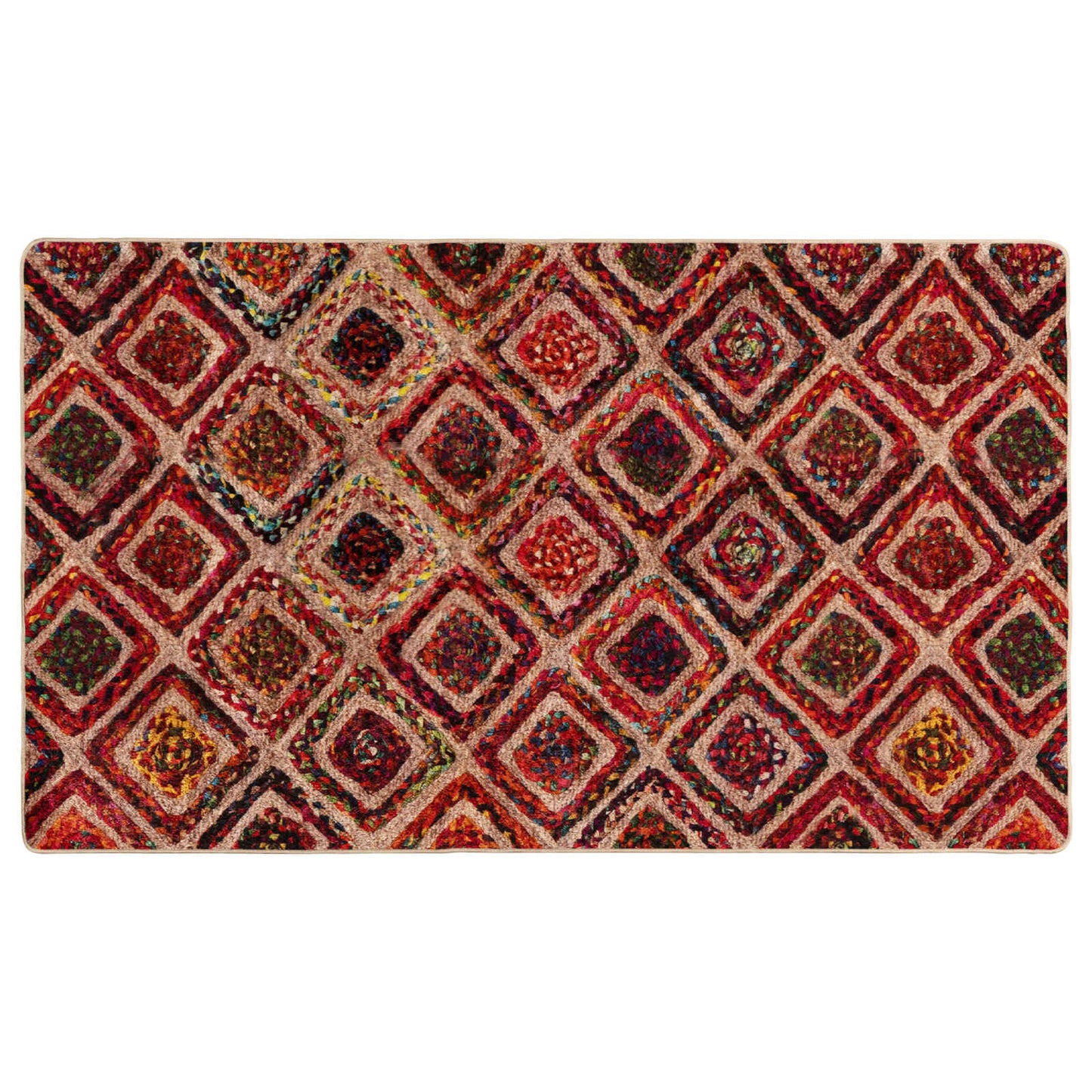 vidaXL Rug Runner MARSA Multicolour 100 x 200 cm Polyester and PVC