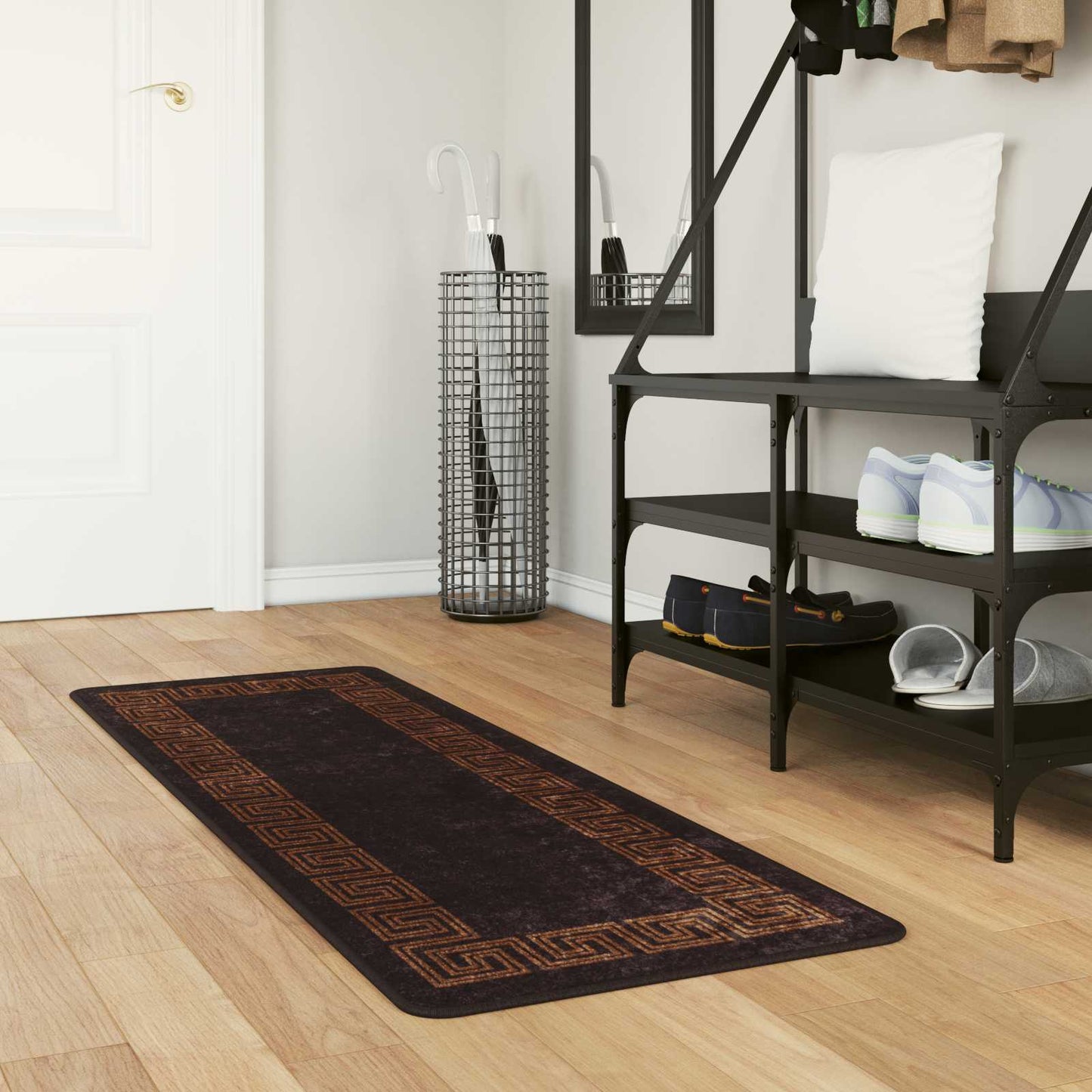 vidaXL Rug Runner MARSA Black 50 x 100 cm Polyester and PVC