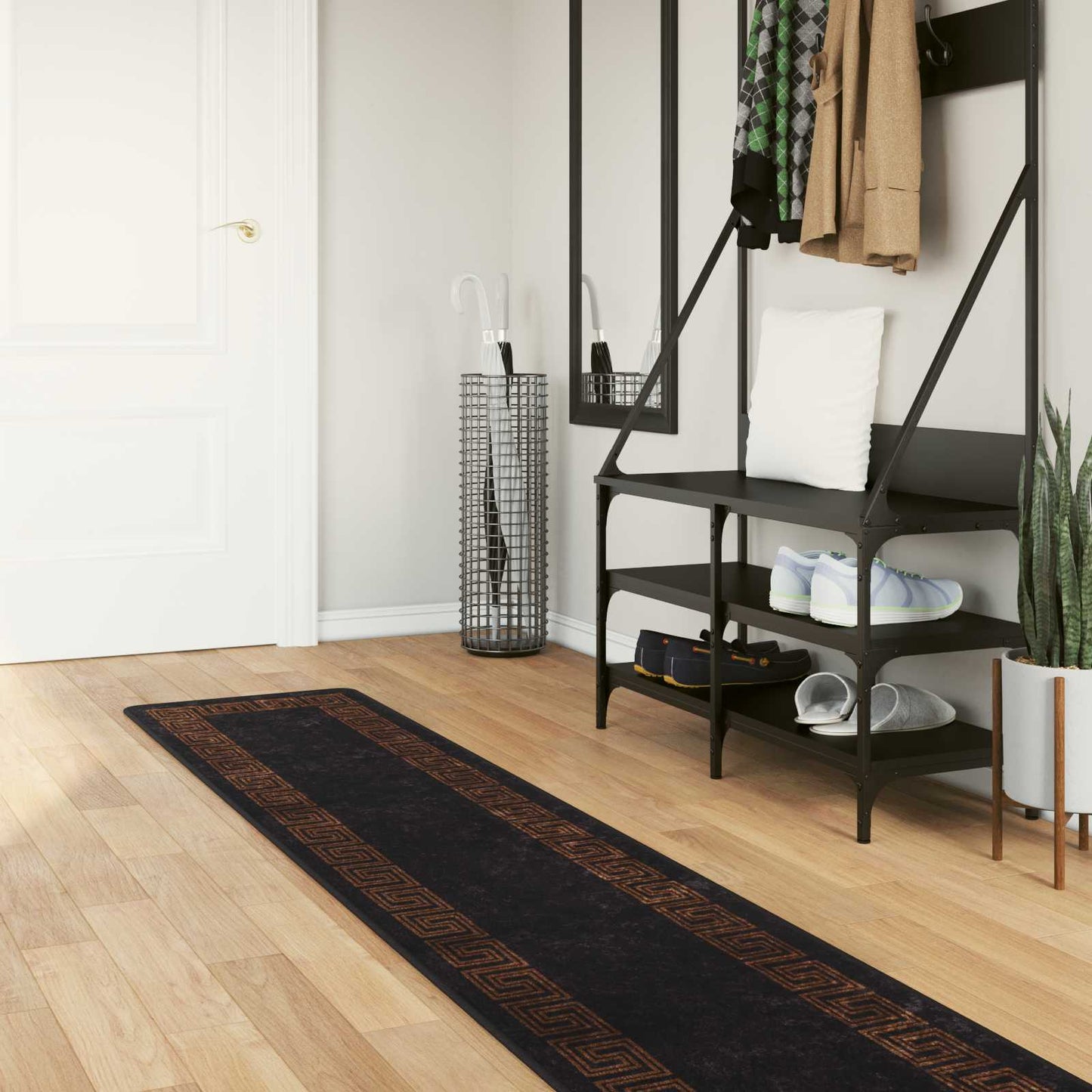 vidaXL Rug Runner MARSA Black 50 x 250 cm Polyester and PVC