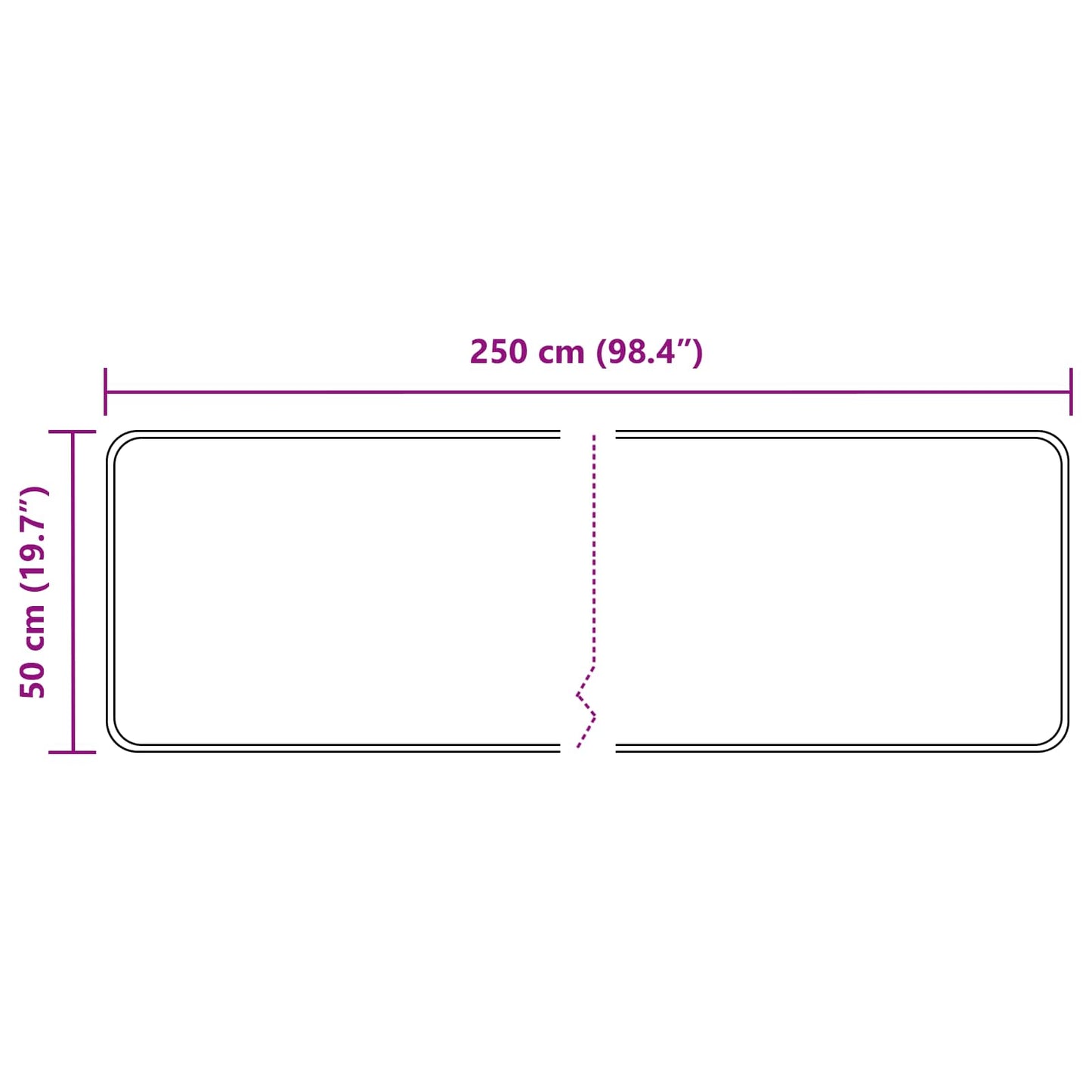 vidaXL Rug Runner MARSA Black 50 x 250 cm Polyester and PVC