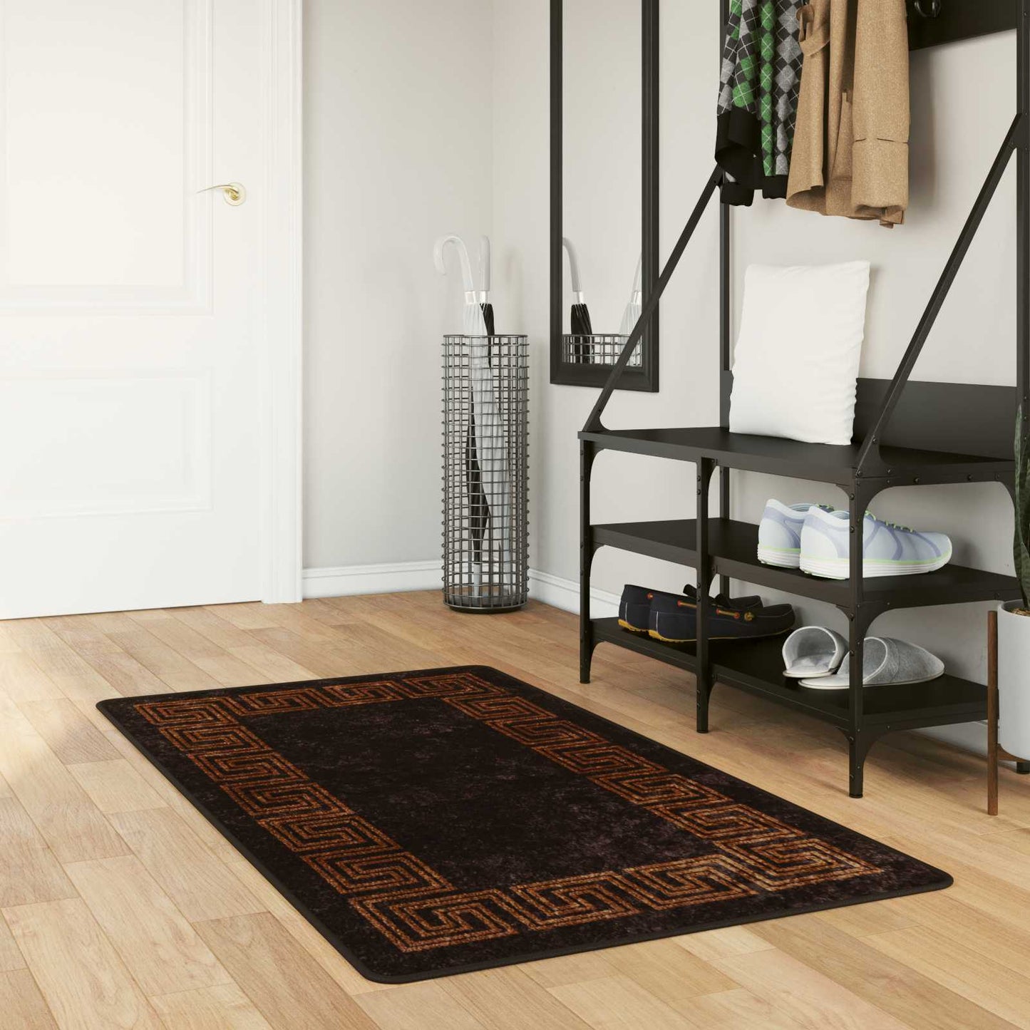 vidaXL Rug Runner MARSA Black 80 x 200 cm Polyester and PVC