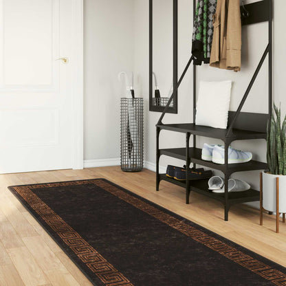 vidaXL Rug Runner MARSA Black 80 x 450 cm Polyester and PVC