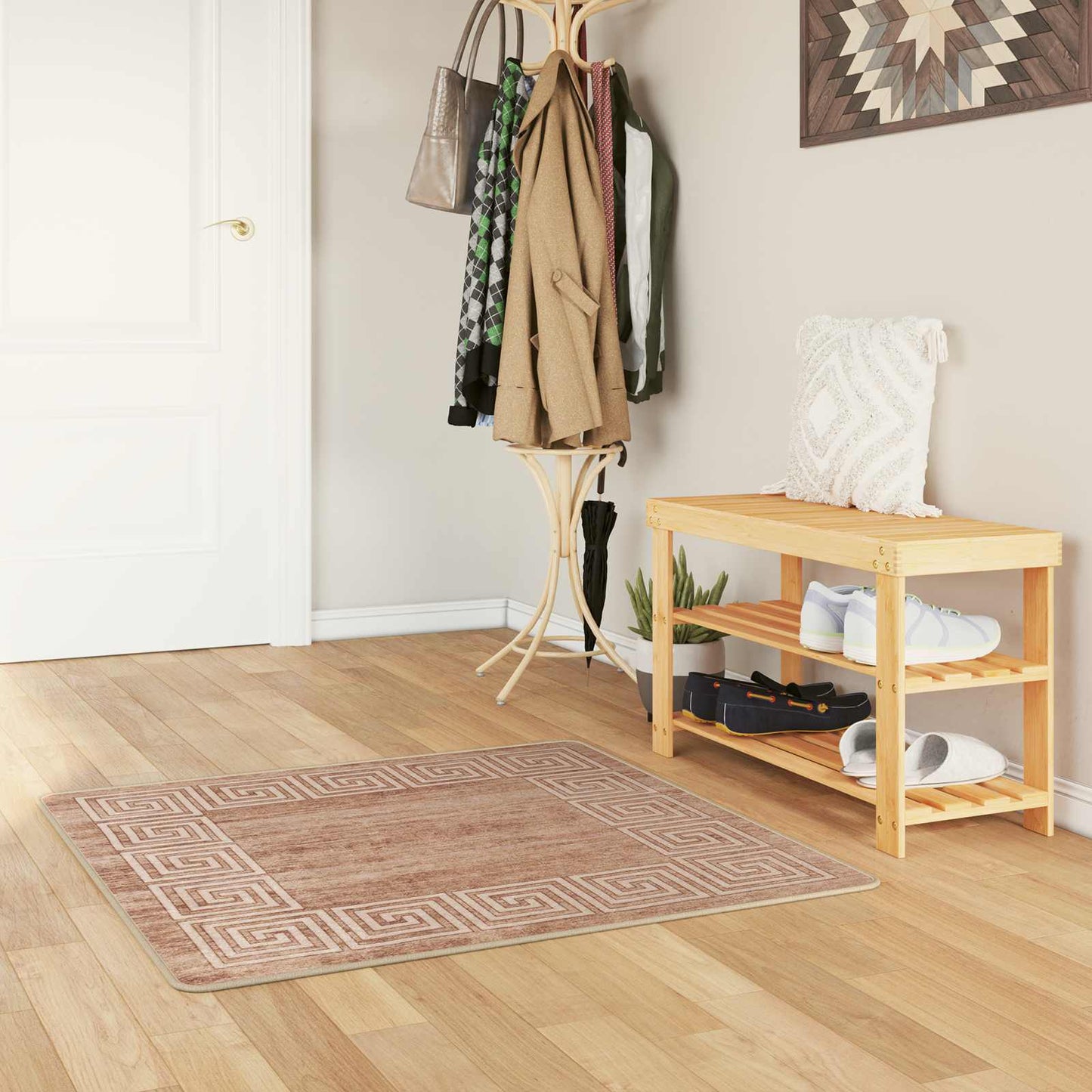 vidaXL Rug Runner MARSA White 100 x 100 cm Polyester and PVC