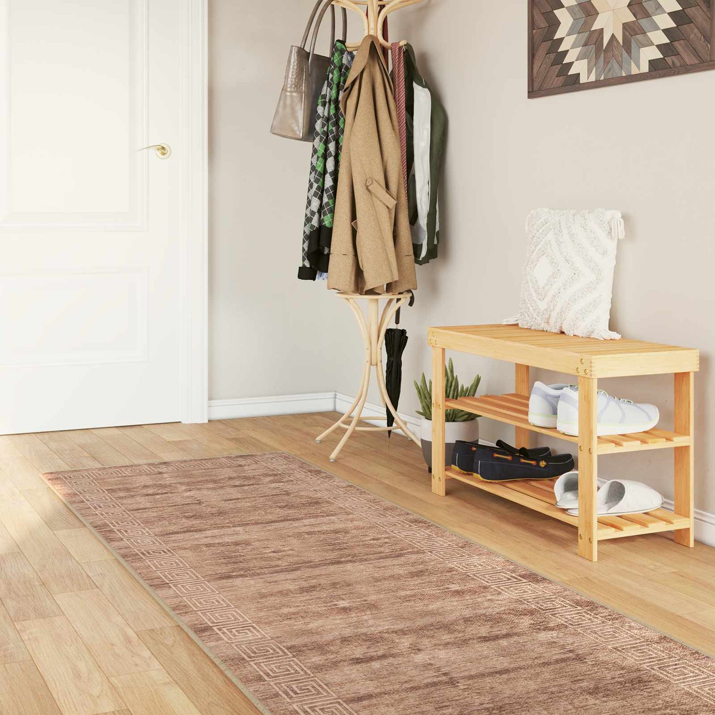 vidaXL Rug Runner MARSA White 100 x 250 cm Polyester and PVC