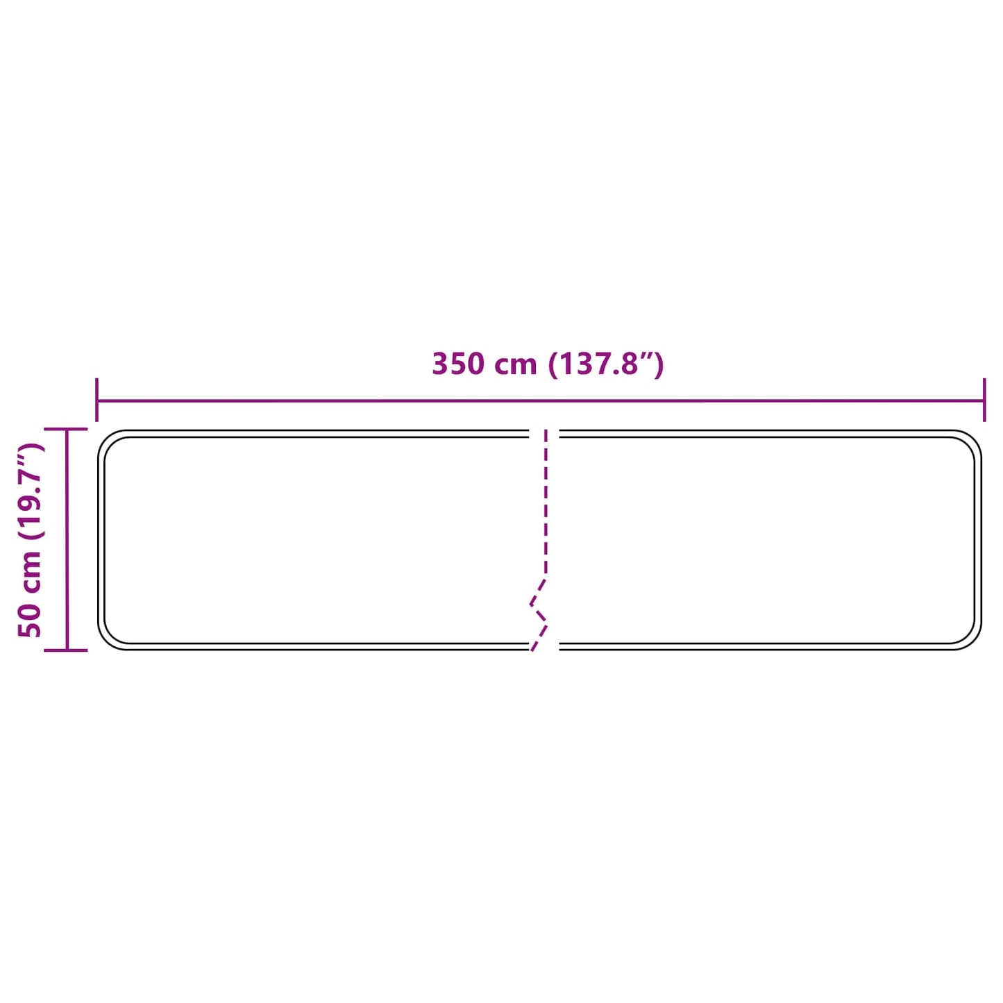 vidaXL Rug Runner MARSA Black 50 x 350 cm Polyester and PVC