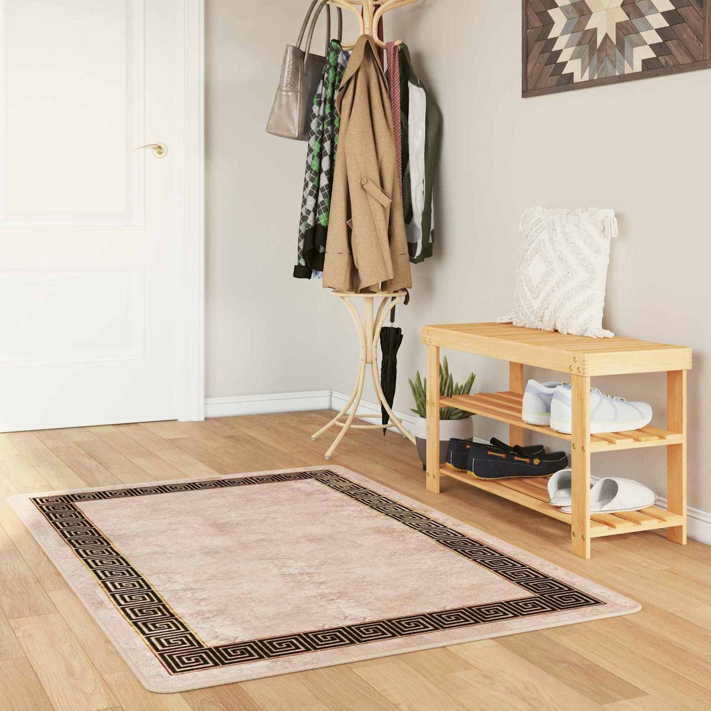 vidaXL Rug Runner MARSA Black 100 x 200 cm Polyester and PVC