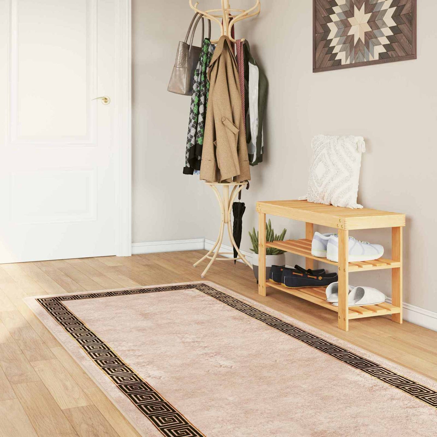 vidaXL Rug Runner MARSA Black 100 x 250 cm Polyester and PVC
