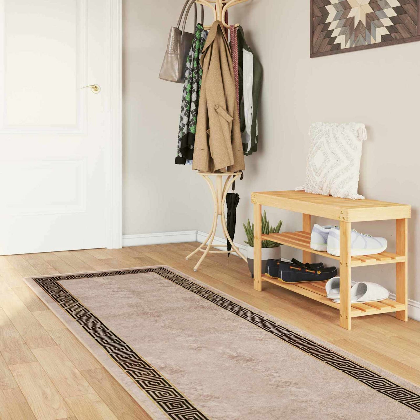 vidaXL Rug Runner MARSA Black 100 x 400 cm Polyester and PVC
