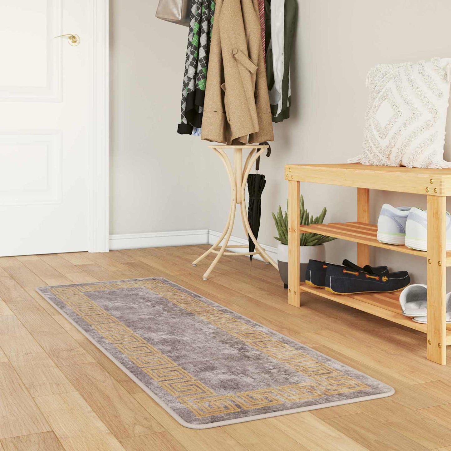 vidaXL Rug Runner MARSA Grey 50 x 150 cm Polyester and PVC